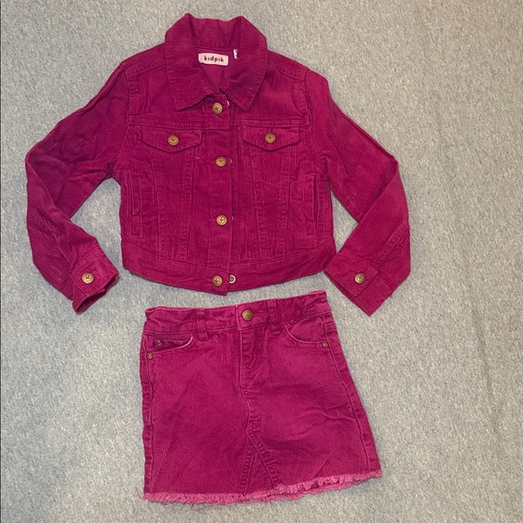 kidpik Other - kidpik Fuchsia Jean Jacket and Skirt Set
